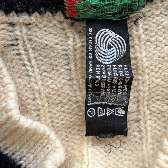 Vintage Abercrombie & Fitch Cream Wool Cable Knit Cricket Sweater Preppy Medium - Picture 4 of 15